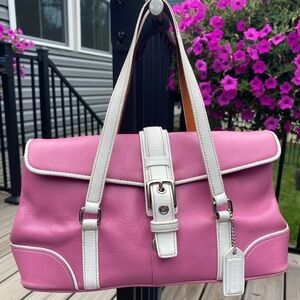 Vintage Coach Hampton Flap Satchel 9267 Pink Purse
